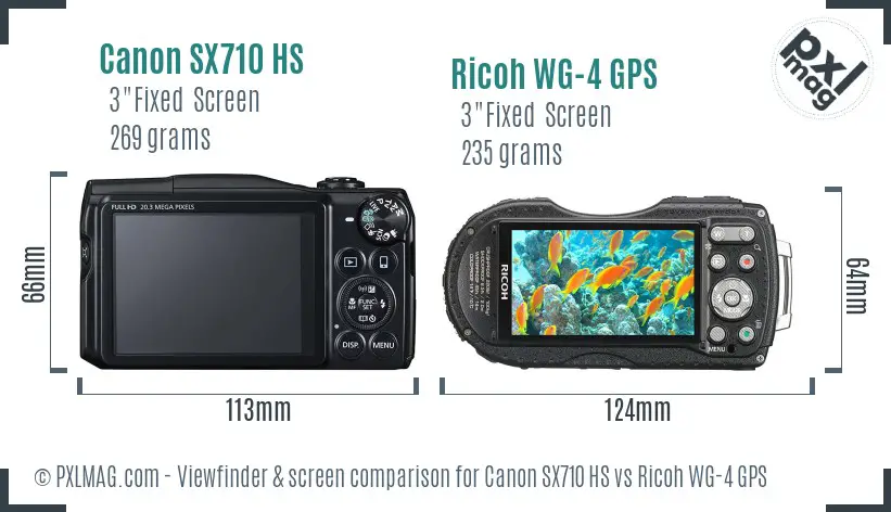 Canon SX710 HS vs Ricoh WG-4 GPS Screen and Viewfinder comparison