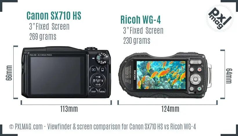 Canon SX710 HS vs Ricoh WG-4 Screen and Viewfinder comparison