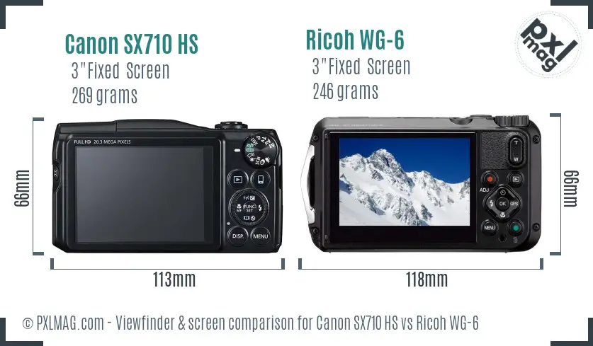 Canon SX710 HS vs Ricoh WG-6 Screen and Viewfinder comparison