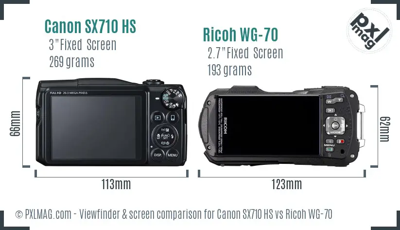 Canon SX710 HS vs Ricoh WG-70 Screen and Viewfinder comparison