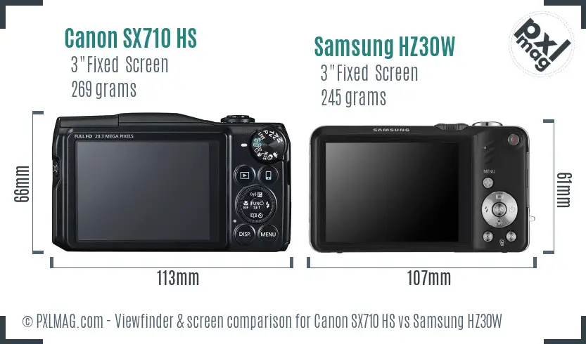 Canon SX710 HS vs Samsung HZ30W Screen and Viewfinder comparison Canon SX710 HS vs Samsung HZ30W Screen and Viewfinder comparison