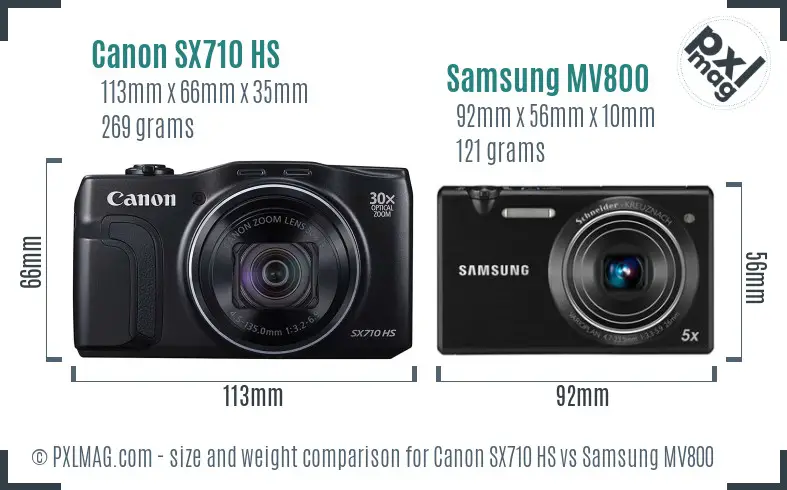 Canon SX710 HS vs Samsung MV800 size comparison Canon SX710 HS vs Samsung MV800 size comparison