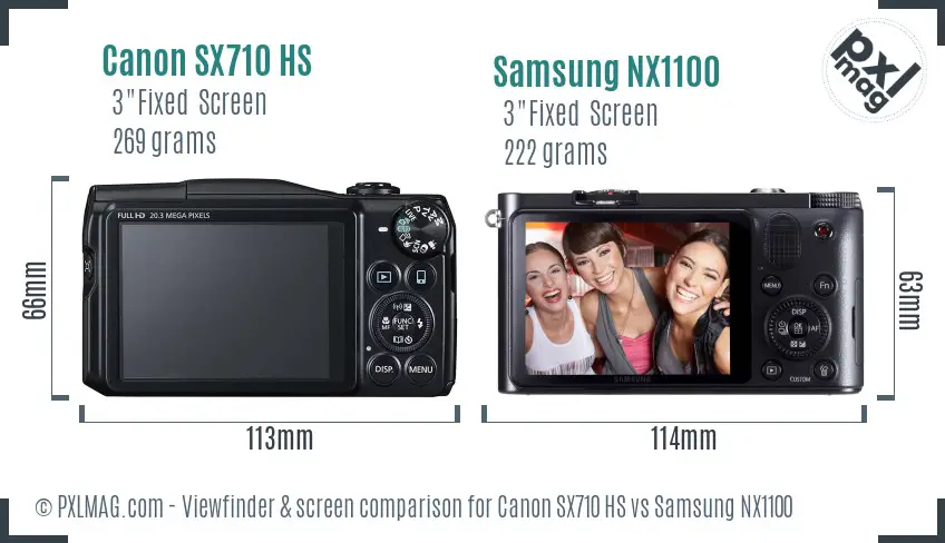 Canon SX710 HS vs Samsung NX1100 Screen and Viewfinder comparison