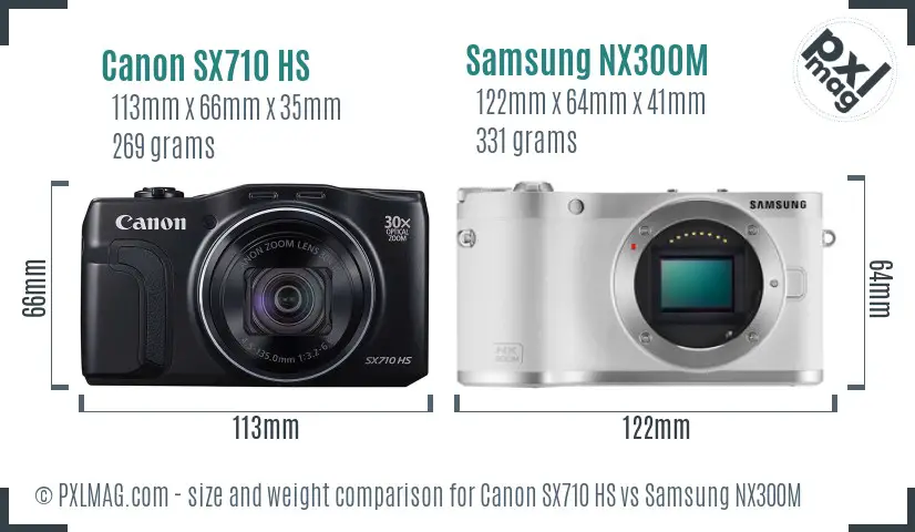 Canon SX710 HS vs Samsung NX300M size comparison