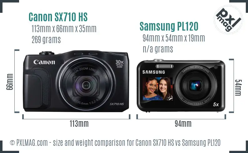 Canon SX710 HS vs Samsung PL120 size comparison Canon SX710 HS vs Samsung PL120 size comparison