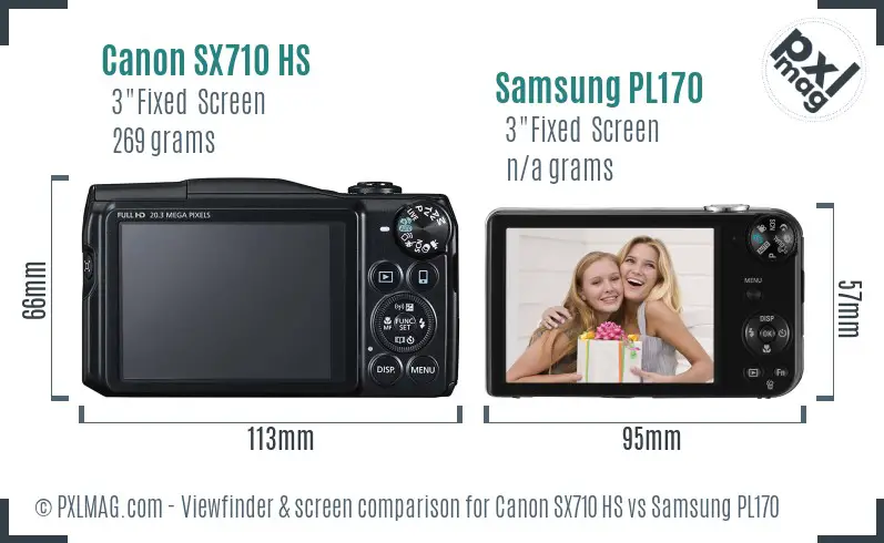 Canon SX710 HS vs Samsung PL170 Screen and Viewfinder comparison