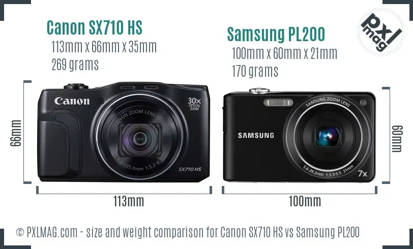 Canon SX710 HS vs Samsung PL200 size comparison Canon SX710 HS vs Samsung PL200 size comparison