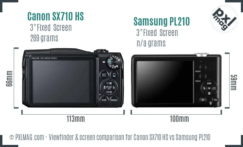 Canon SX710 HS vs Samsung PL210 Screen and Viewfinder comparison Canon SX710 HS vs Samsung PL210 Screen and Viewfinder comparison