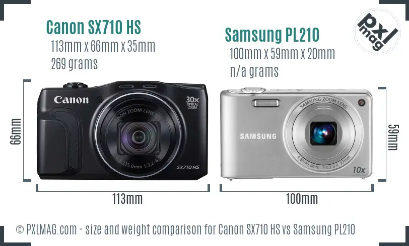 Canon SX710 HS vs Samsung PL210 size comparison Canon SX710 HS vs Samsung PL210 size comparison