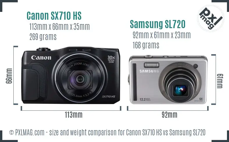 Canon SX710 HS vs Samsung SL720 size comparison