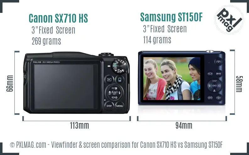 Canon SX710 HS vs Samsung ST150F Screen and Viewfinder comparison