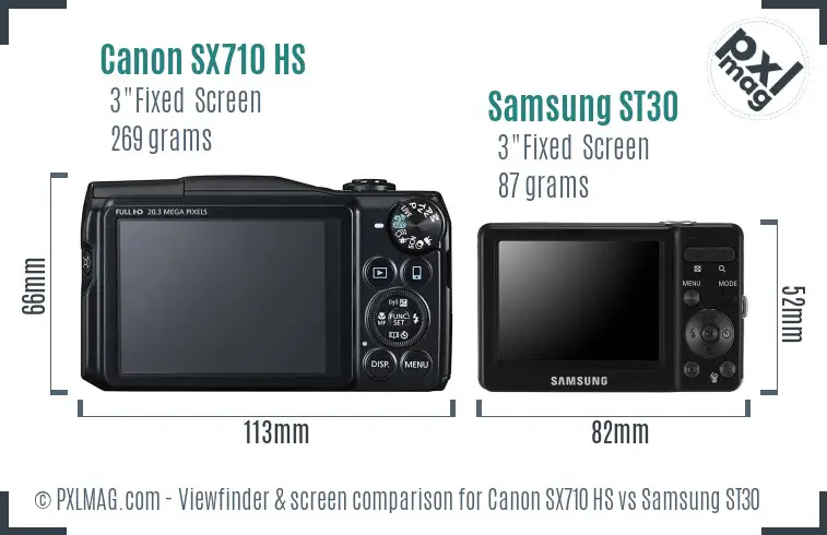 Canon SX710 HS vs Samsung ST30 Screen and Viewfinder comparison Canon SX710 HS vs Samsung ST30 Screen and Viewfinder comparison