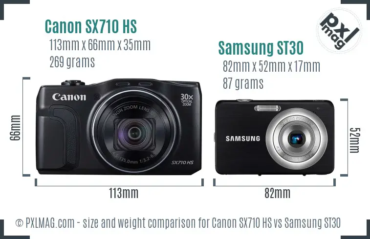 Canon SX710 HS vs Samsung ST30 size comparison Canon SX710 HS vs Samsung ST30 size comparison