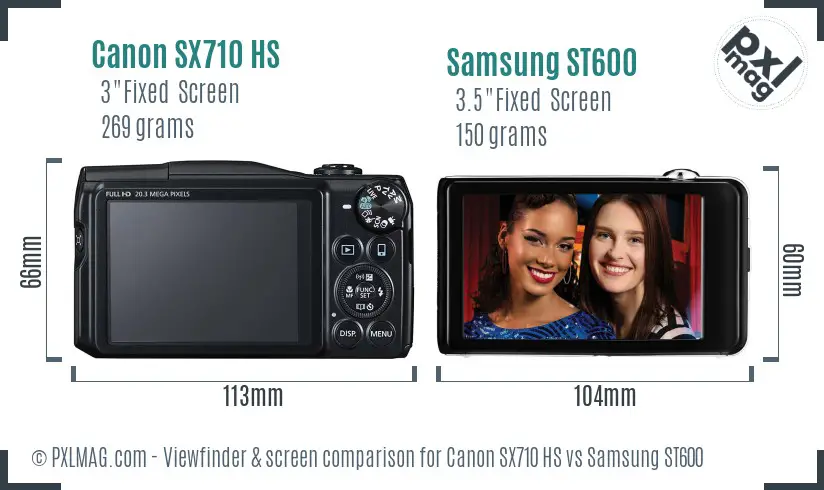 Canon SX710 HS vs Samsung ST600 Screen and Viewfinder comparison Canon SX710 HS vs Samsung ST600 Screen and Viewfinder comparison