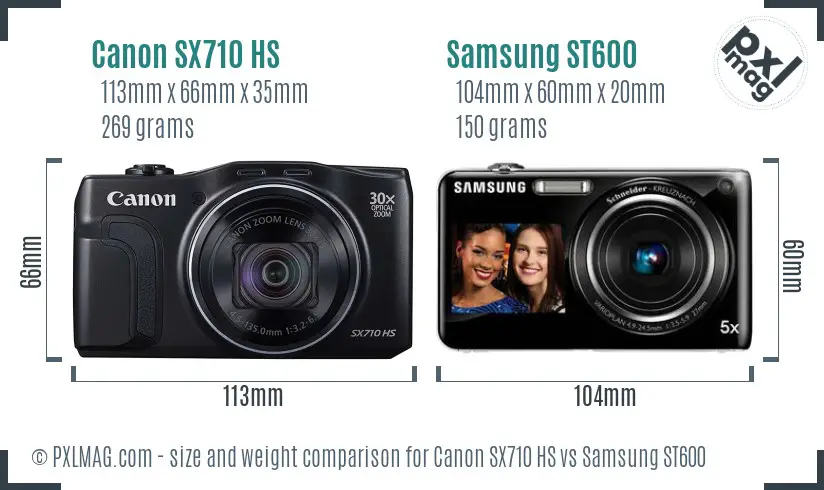 Canon SX710 HS vs Samsung ST600 size comparison Canon SX710 HS vs Samsung ST600 size comparison