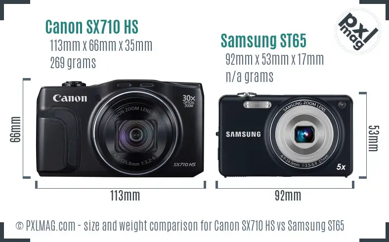 Size comparison of Canon SX710 HS and Samsung ST65