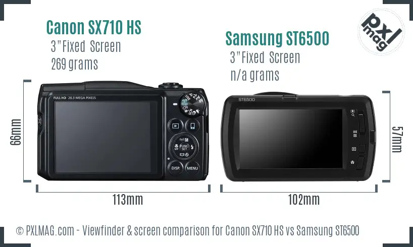 Canon SX710 HS vs Samsung ST6500 Screen and Viewfinder comparison Canon SX710 HS vs Samsung ST6500 Screen and Viewfinder comparison