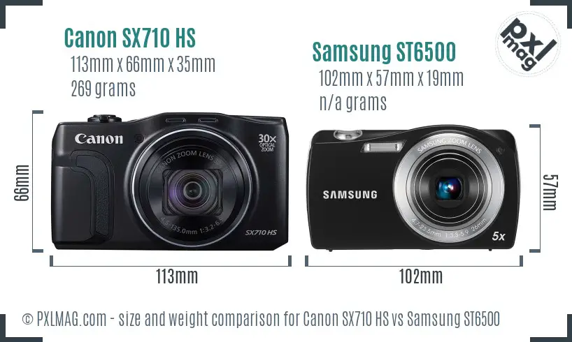 Canon SX710 HS vs Samsung ST6500 size comparison Canon SX710 HS vs Samsung ST6500 size comparison