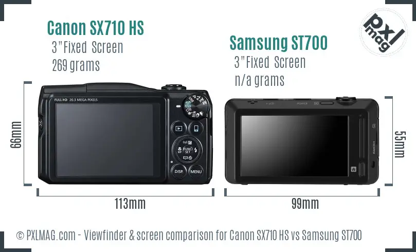 Canon SX710 HS vs Samsung ST700 Screen and Viewfinder comparison