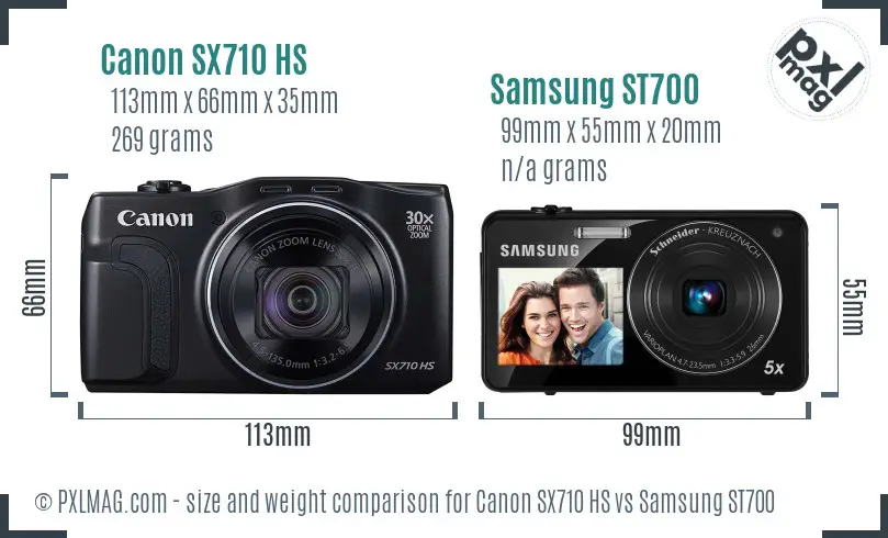 Canon SX710 HS vs Samsung ST700 size comparison