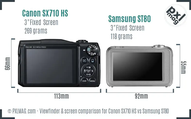 Canon SX710 HS vs Samsung ST80 Screen and Viewfinder comparison Canon SX710 HS vs Samsung ST80 Screen and Viewfinder comparison