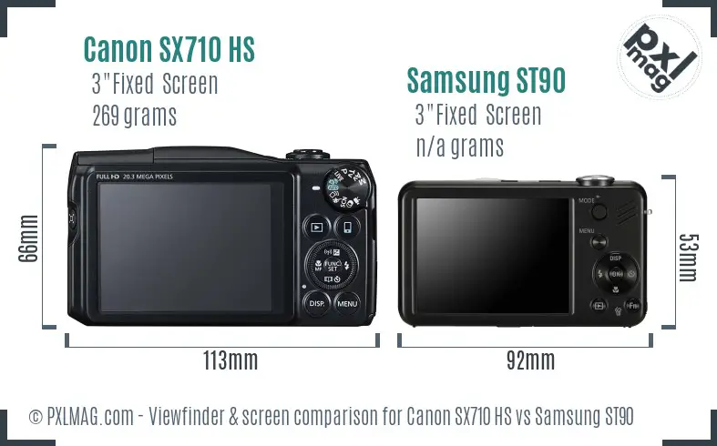 Canon SX710 HS vs Samsung ST90 Screen and Viewfinder comparison