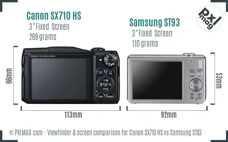 Canon SX710 HS vs Samsung ST93 Screen and Viewfinder comparison