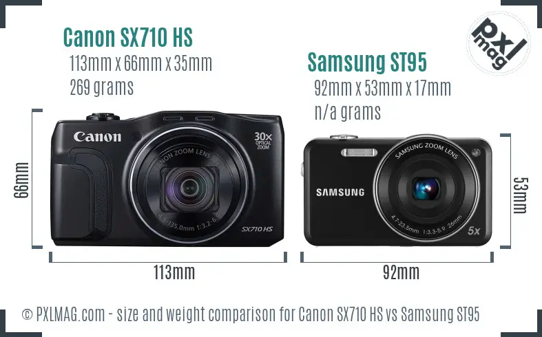 Canon SX710 HS vs Samsung ST95 size comparison Canon SX710 HS vs Samsung ST95 size comparison