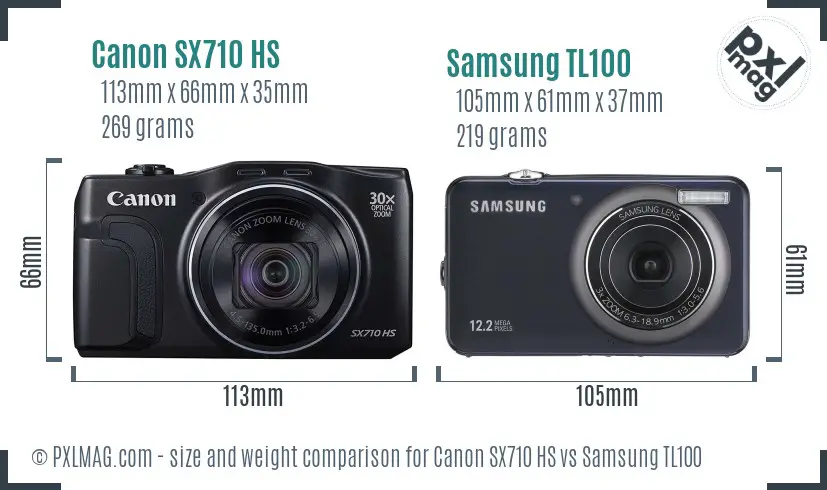 Canon SX710 HS vs Samsung TL100 size comparison Canon SX710 HS vs Samsung TL100 size comparison