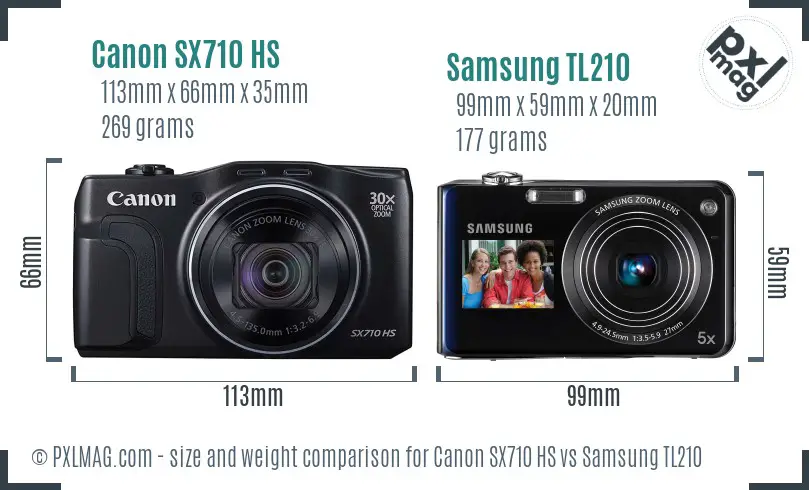 Canon SX710 HS vs Samsung TL210 size comparison Canon SX710 HS vs Samsung TL210 size comparison