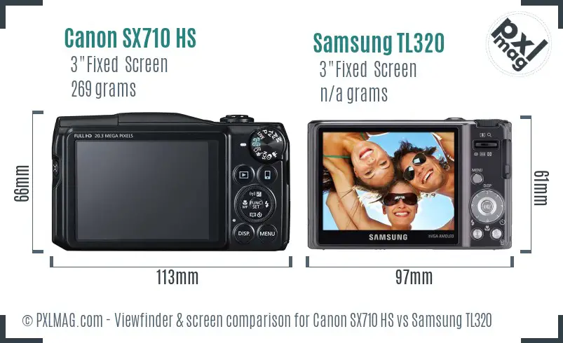 Canon SX710 HS vs Samsung TL320 Screen and Viewfinder comparison