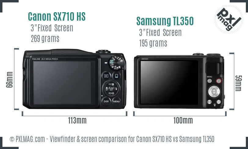 Canon SX710 HS vs Samsung TL350 Screen and Viewfinder comparison