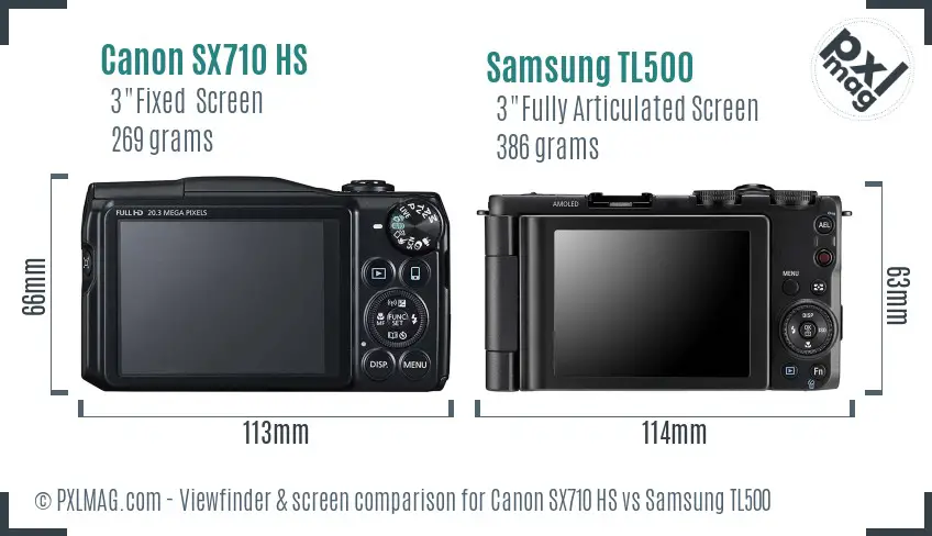 Canon SX710 HS vs Samsung TL500 Screen and Viewfinder comparison