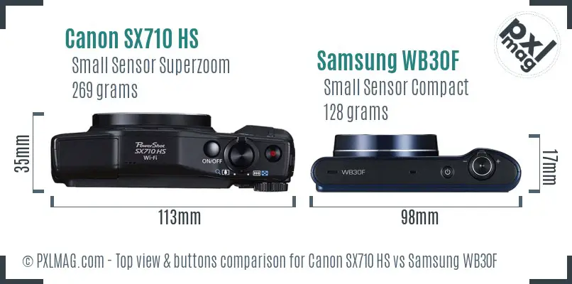 Canon SX710 HS vs Samsung WB30F top view buttons comparison