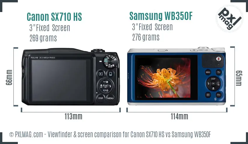 Canon SX710 HS vs Samsung WB350F Screen and Viewfinder comparison