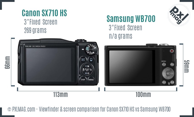 Canon SX710 HS vs Samsung WB700 Screen and Viewfinder comparison