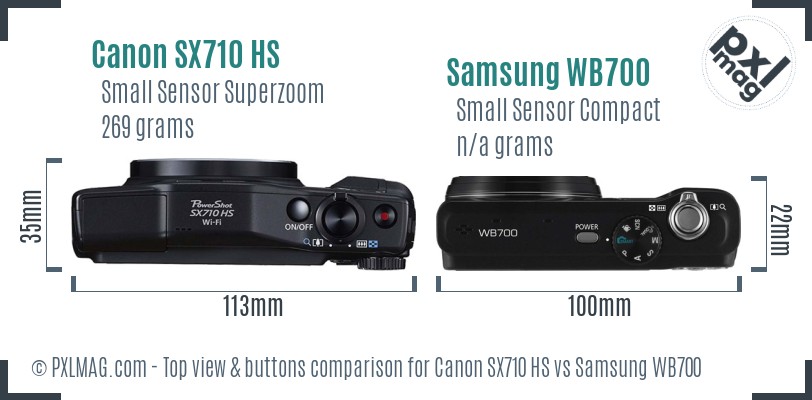 Canon SX710 HS vs Samsung WB700 top view buttons comparison