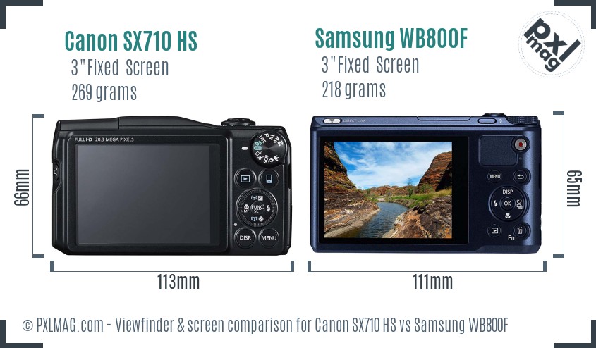 Canon SX710 HS vs Samsung WB800F Screen and Viewfinder comparison