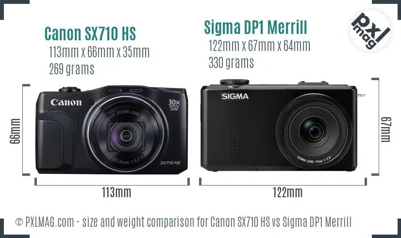 Canon SX710 HS vs Sigma DP1 Merrill size comparison Canon SX710 HS vs Sigma DP1 Merrill size comparison