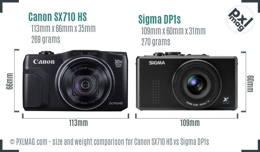 Canon SX710 HS vs Sigma DP1s size comparison