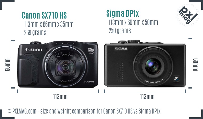 Canon SX710 HS vs Sigma DP1x size comparison Canon SX710 HS vs Sigma DP1x size comparison