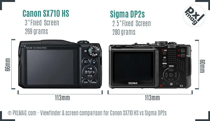 Canon SX710 HS vs Sigma DP2s Screen and Viewfinder comparison