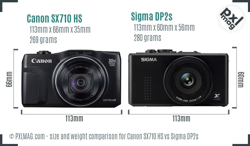 Canon SX710 HS vs Sigma DP2s size comparison