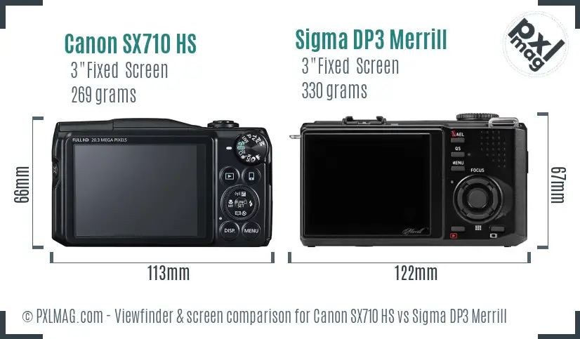 Canon SX710 HS vs Sigma DP3 Merrill Screen and Viewfinder comparison