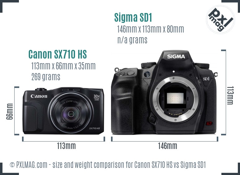 Canon SX710 HS vs Sigma SD1 size comparison Canon SX710 HS vs Sigma SD1 size comparison