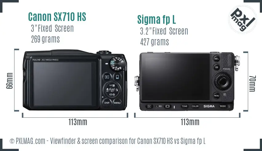 Canon SX710 HS vs Sigma fp L Screen and Viewfinder comparison