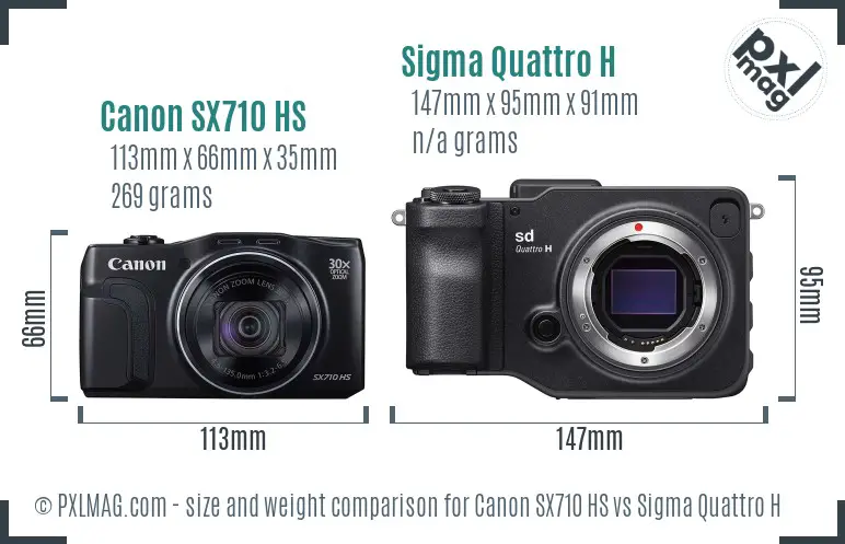 Canon SX710 HS vs Sigma Quattro H size comparison