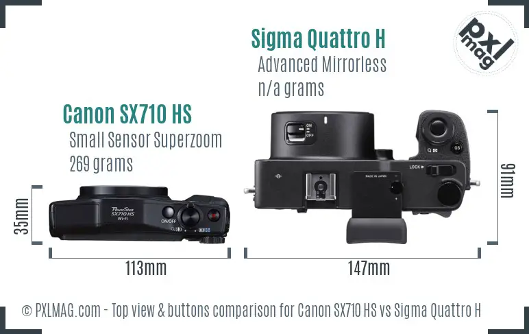 Canon SX710 HS vs Sigma Quattro H top view buttons comparison