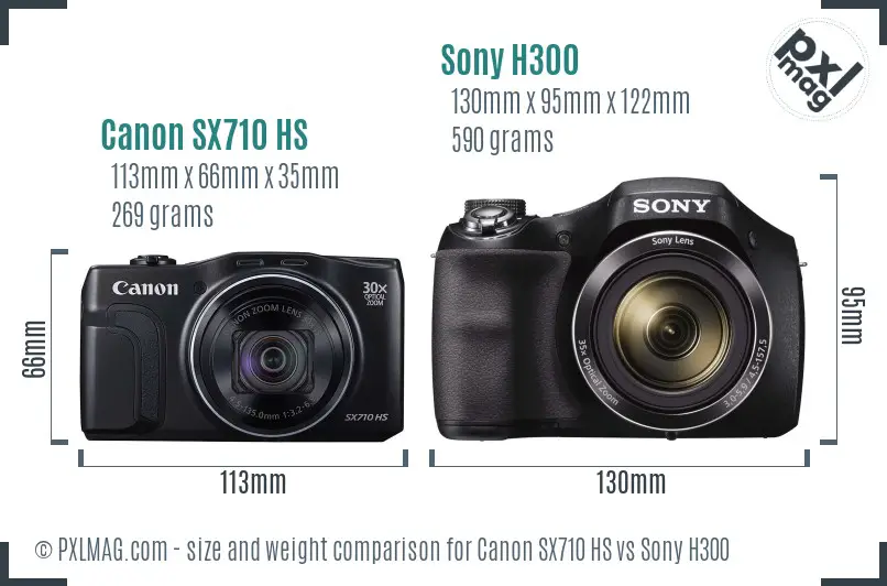 Canon SX710 HS vs Sony H300 size comparison Canon SX710 HS vs Sony H300 size comparison