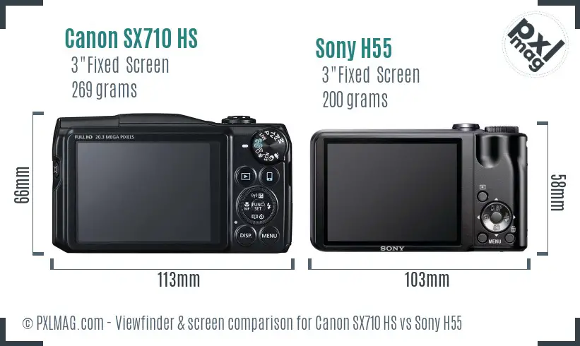 Canon SX710 HS vs Sony H55 Screen and Viewfinder comparison